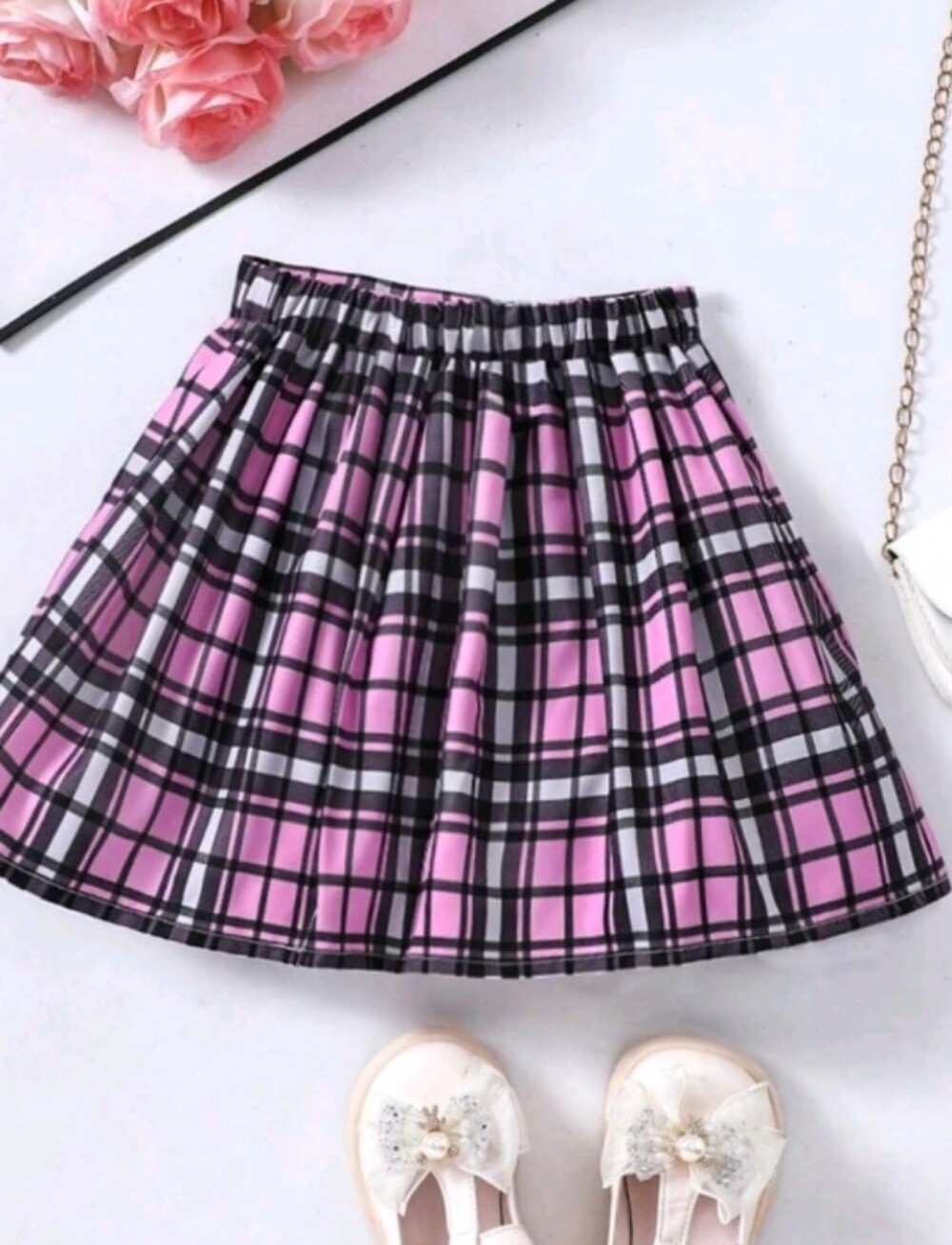 Pink Plaid Pleated Skirt - Child's